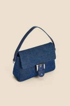 Indigo Blue Denim Buckle Detail Shoulder Bag -Sosandar Fashion Store web 2401 box a23ac131be0032 b