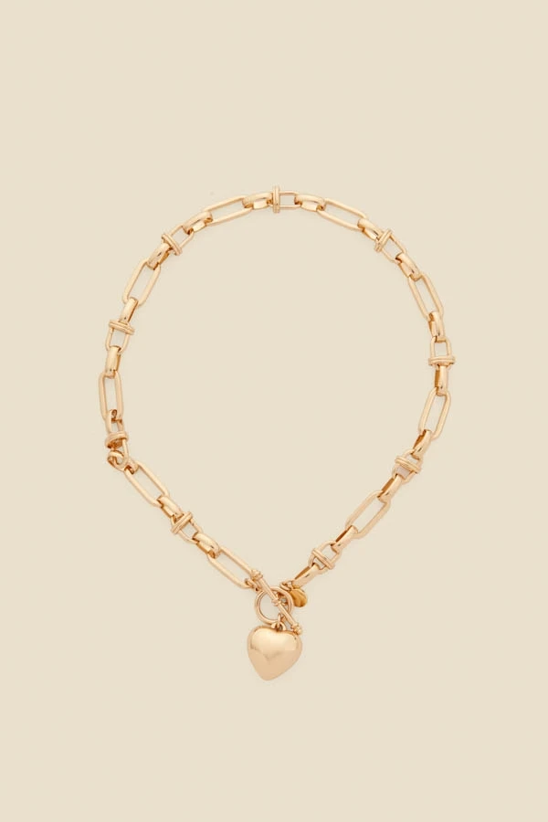 Gold Plated Heart Pendant Toggle Necklace 4 Gold Plated Heart Pendant Toggle Necklace - Image 2