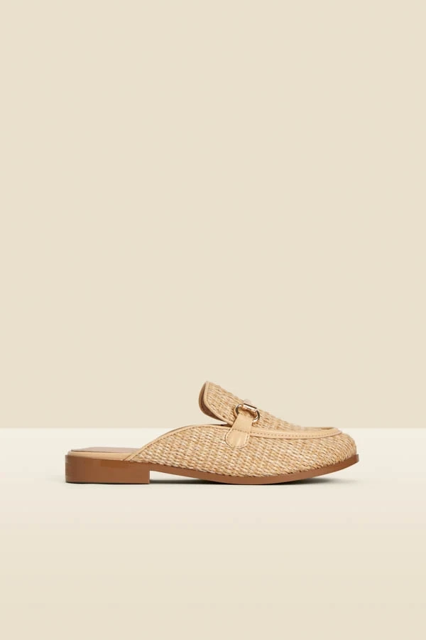 Natural Raffia Gold Trim Mule Loafers 4 Natural Raffia Gold Trim Mule Loafers - Image 2