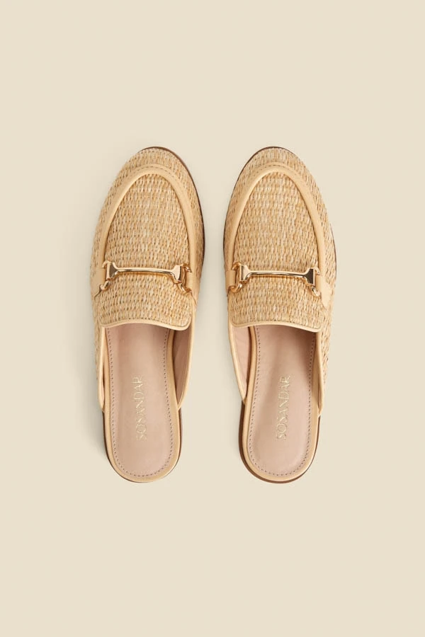 Natural Raffia Gold Trim Mule Loafers 6 Natural Raffia Gold Trim Mule Loafers - Image 4