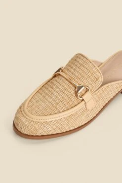Natural Raffia Gold Trim Mule Loafers 12 Natural Raffia Gold Trim Mule Loafers -Sosandar Fashion Store web 2401 box s24fw016nl0003 d