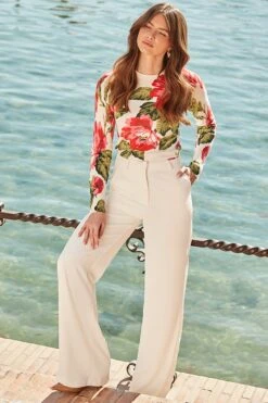 Ivory Fluid Wide Trousers -Sosandar Fashion Store web 2402 02 s24tk499nl0001 02 150 1 1