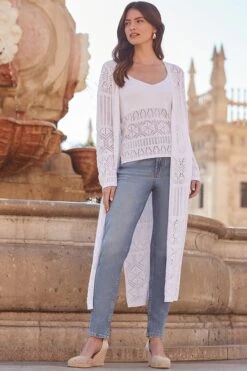 White Crochet Maxi Cardigan 9 White Crochet Maxi Cardigan -Sosandar Fashion Store web 2402 37 s24tk489we0001 s24tk498we0001 37 016