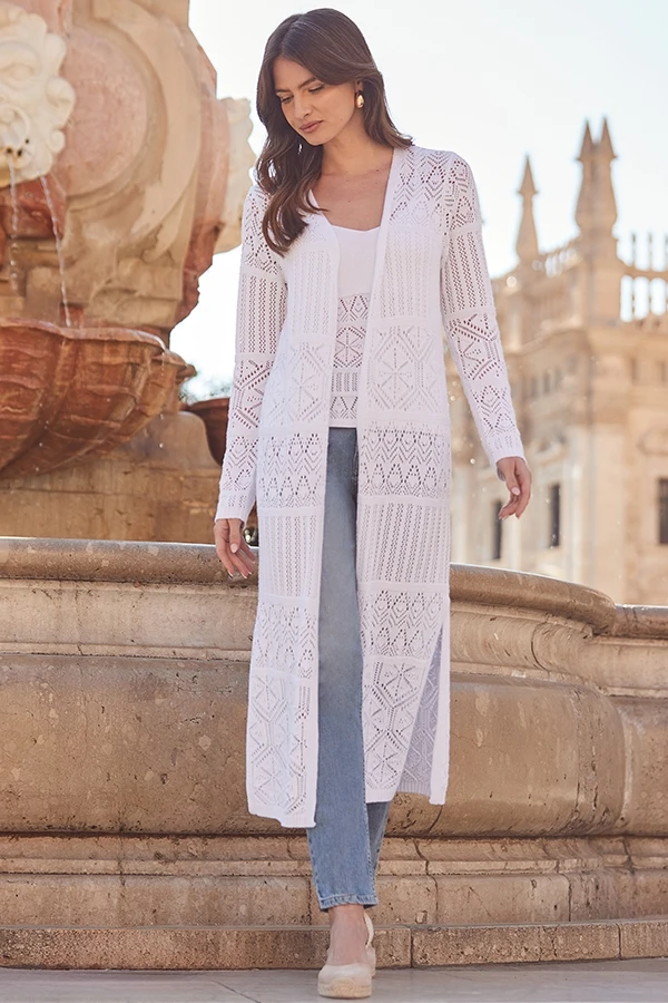 White Crochet Maxi Cardigan 7 White Crochet Maxi Cardigan - Image 5