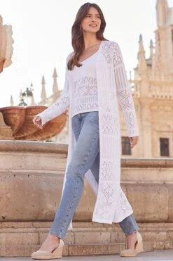 White Crochet Maxi Cardigan 10 White Crochet Maxi Cardigan -Sosandar Fashion Store web 2402 37 s24tk489we0001 s24tk498we0001 37 225