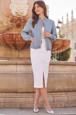 Mid Blue Denim Bomber Jacket -Sosandar Fashion Store web 2402 51 s24od004be0010 51 042