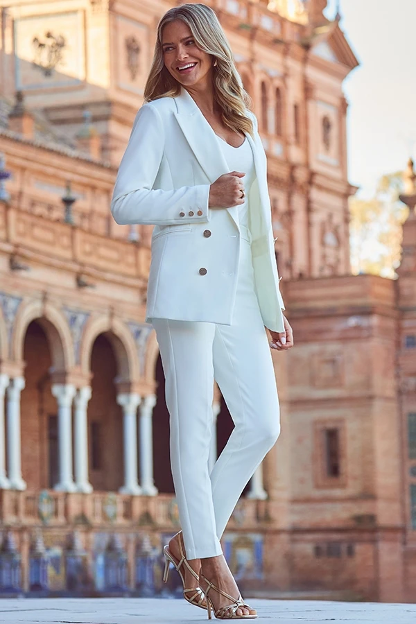 Ivory Longline Tuxedo Blazer 4 Ivory Longline Tuxedo Blazer - Image 2