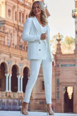 Ivory Longline Tuxedo Blazer 13 Ivory Longline Tuxedo Blazer -Sosandar Fashion Store web 2402 74 s24ow081iv0001 s24bw018iv0001 74 061
