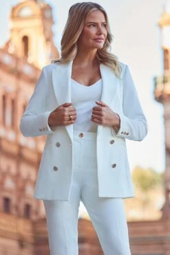 Ivory Longline Tuxedo Blazer 11 Ivory Longline Tuxedo Blazer -Sosandar Fashion Store web 2402 74 s24ow081iv0001 s24bw018iv0001 74 209