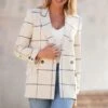 Ivory Check Double Breasted Longline Blazer 1 Ivory Check Double Breasted Longline Blazer -Sosandar Fashion Store web 2402 78 s24ow065we0001 78 105