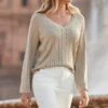 Gold Sparkle Metallic Pointelle Stitch Fluted Sleeve Jumper 2 Gold Sparkle Metallic Pointelle Stitch Fluted Sleeve Jumper -Sosandar Fashion Store web 2402 95 s24tk386mc0003 95 087