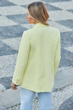 Lemon Yellow Double Breasted Blazer -Sosandar Fashion Store web 2402 96 s24ow069yw0003 96 153