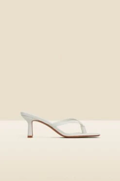 White Mid Heel Flip Flop Sandals