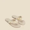 Ecru Shell Detail Leather Flip Flops -Sosandar Fashion Store web 2402 box s24fw022eu0001 b