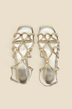 Gold Leather Gladiator Sandals -Sosandar Fashion Store web 2402 box s24fw023mc0003 c