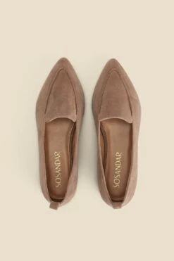 Taupe Pointed Toe Loafers 8 Taupe Pointed Toe Loafers -Sosandar Fashion Store web 2402 box s24fw025bn0003 c