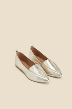 Gold Pointed Toe Loafers