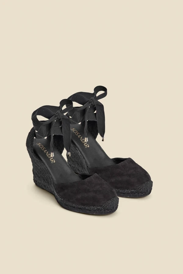 Black Suede Wedge Espadrille With Gold Trim 5 Black Suede Wedge Espadrille With Gold Trim - Image 3