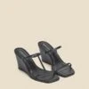 Black Leather Square Toe Strappy Wedged Mules -Sosandar Fashion Store web 2402 box s24fw038bk0001 b