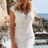 White Crochet Detail Cap Sleeve Dress
