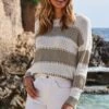 Natural & White Stripe Stitch Detail Jumper 1 Natural & White Stripe Stitch Detail Jumper -Sosandar Fashion Store web 2403 132 s24tk647nl0003 132 016 rt