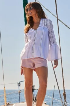 Petite Ivory Broderie Detail Tunic Top -Sosandar Fashion Store web 2403 149 s23od001we0001 149 038 rt 1