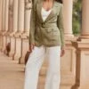 Khaki Green Belted Utility Blazer -Sosandar Fashion Store web 2403 48 s24ow086gn0002 48 2986 rt