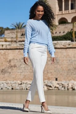 Cornflower Blue Batwing Jumper -Sosandar Fashion Store web 2403 57 s24tk471be0030 57 028