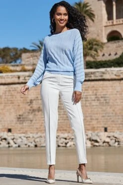 Cornflower Blue Batwing Jumper -Sosandar Fashion Store web 2403 57 s24tk471be0030 57 036