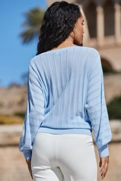 Cornflower Blue Batwing Jumper -Sosandar Fashion Store web 2403 57 s24tk471be0030 57 116