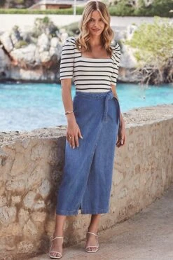 White Leather Mid Heel Square Toe Sandals -Sosandar Fashion Store web 2403 84 s24sd006dm001w 84 087 2