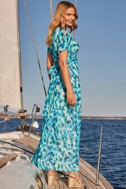 Ocean Blue Split Hem Maxi Dress -Sosandar Fashion Store web 2403 97 s24dw027blcv01 97 123