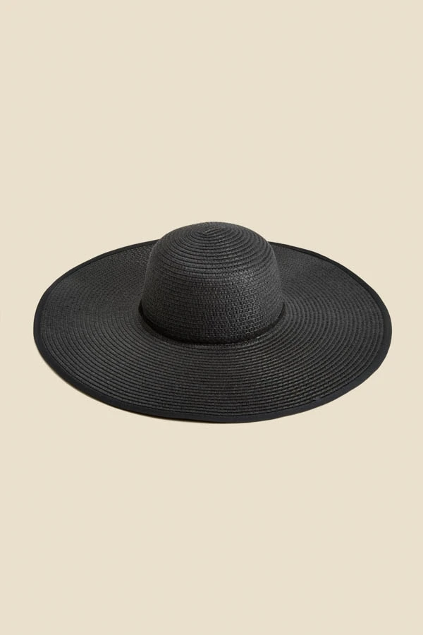 Havana Black Straw Floppy Summer Hat With Knot Detail 5 Havana Black Straw Floppy Summer Hat With Knot Detail - Image 3