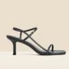 Black Leather Mid Heel Square Toe Sandals 1 Black Leather Mid Heel Square Toe Sandals -Sosandar Fashion Store web 2403 box s24fw013bk0001 2