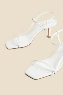 White Leather Mid Heel Square Toe Sandals -Sosandar Fashion Store web 2403 box s24fw013we0001 4