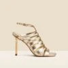 Gold Leather Gladiator Square Toe Strap Sandals -Sosandar Fashion Store web 2403 box s24fw035 2