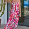 Pink Paradise Print Tiered Hem Sunshine Maxi Dress