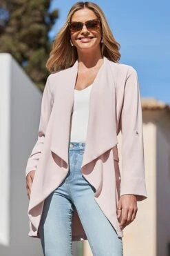 Pink Waterfall Duster Jacket 15 Pink Waterfall Duster Jacket -Sosandar Fashion Store web 2404 125 s24ow035pk4003 125 150