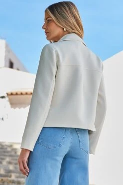 Cream Formal Double Breasted Summer Jacket 11 Cream Formal Double Breasted Summer Jacket -Sosandar Fashion Store web 2404 126 s24ow038nl0001 126 127