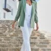 Sage Green Relaxed Fit Longline Blazer -Sosandar Fashion Store web 2404 138 s24ow109gn0009 138 020