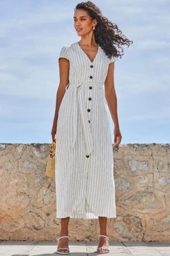 White Leather Mid Heel Square Toe Sandals -Sosandar Fashion Store web 2404 139 s24dw117we0001 139 008 1