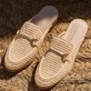 Natural Raffia Gold Trim Mule Loafers -Sosandar Fashion Store web 2404 45 s24rw017we0001 45 2732