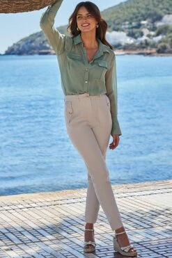 Natural Straight Leg Utility Trousers 11 Natural Straight Leg Utility Trousers -Sosandar Fashion Store web 2404 73 s24tw118gn0011 s24bw065nl0003 73 178 rt