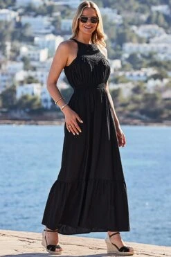 Piper Black Suede Ankle Strap Mid Wedge Espadrille 12 Piper Black Suede Ankle Strap Mid Wedge Espadrille -Sosandar Fashion Store web 2404 90 s24dw135bk0001 90 011 1 1