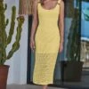 Yellow Crochet Ring Detail Midi Dress 2 Yellow Crochet Ring Detail Midi Dress -Sosandar Fashion Store web 2404 94 s24dj148ye0001 94 005
