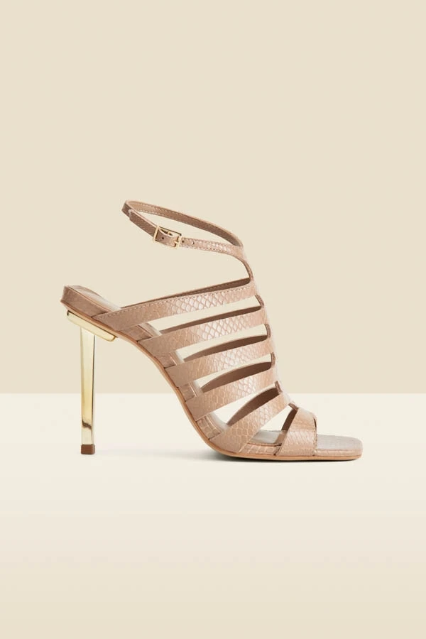 Taupe Leather Gladiator Square Toe Strap Sandals 3 Taupe Leather Gladiator Square Toe Strap Sandals