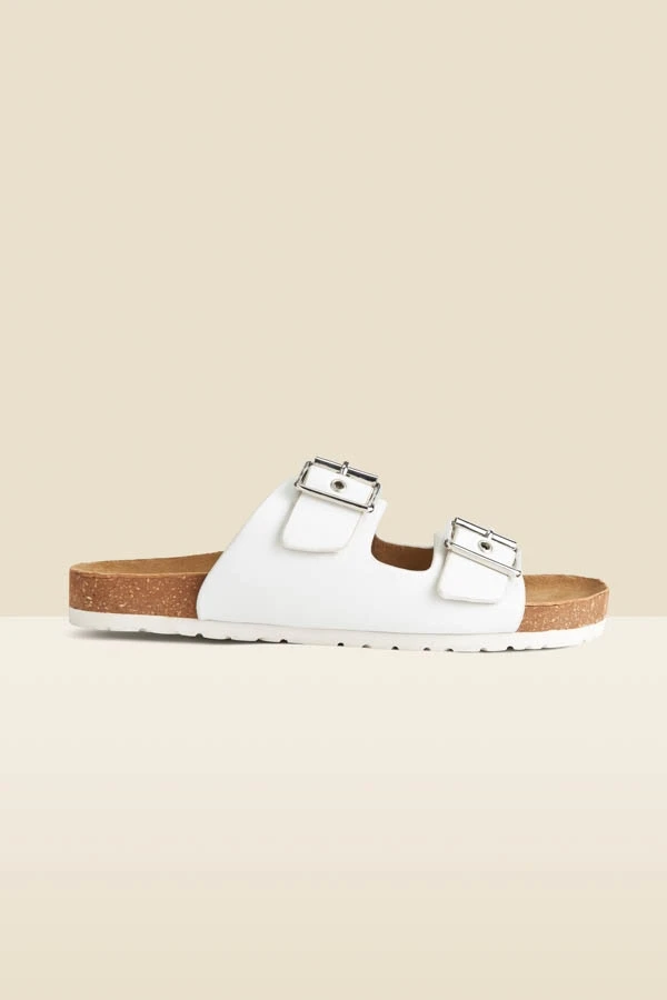 Ivory Leather Double Buckle Sandals 4 Ivory Leather Double Buckle Sandals - Image 2
