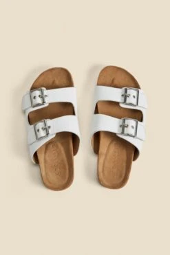 Ivory Leather Double Buckle Sandals 8 Ivory Leather Double Buckle Sandals -Sosandar Fashion Store web 2404 box s24fw046we0001 3