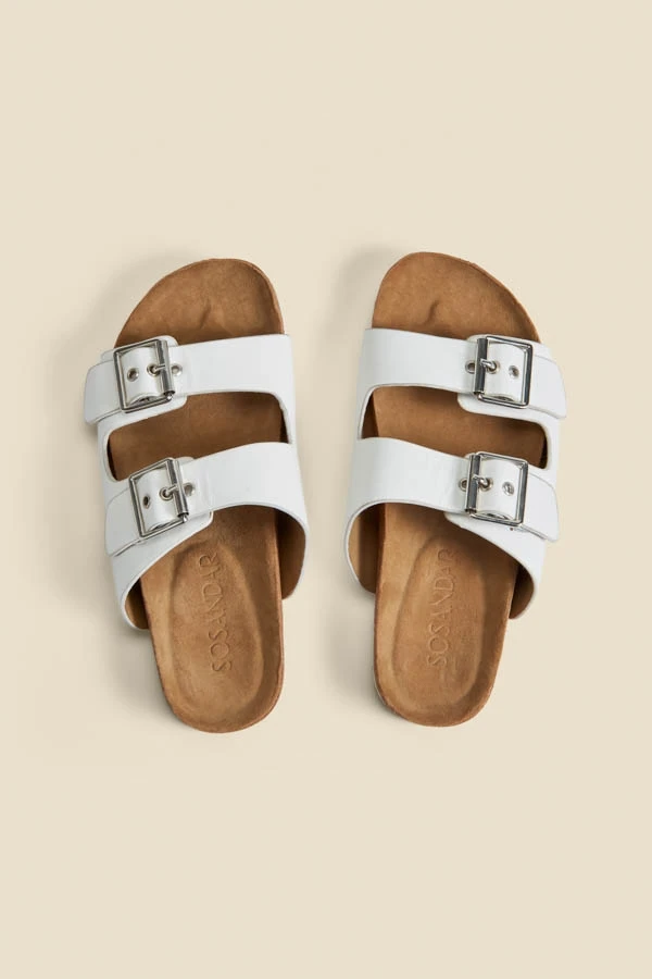 Ivory Leather Double Buckle Sandals 5 Ivory Leather Double Buckle Sandals - Image 3