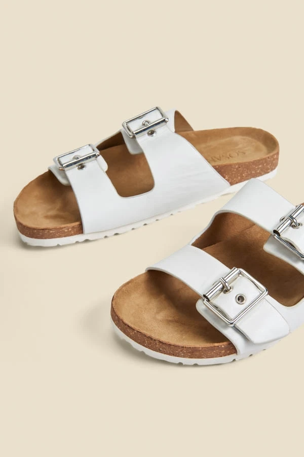 Ivory Leather Double Buckle Sandals 6 Ivory Leather Double Buckle Sandals - Image 4
